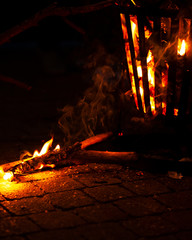 fire in fireplace