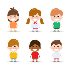 set of cartoon children character.