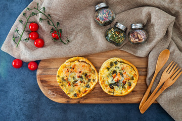 Seafood salmon and spinach tartlets