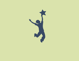 Fototapeta na wymiar Creative abstract logo child boy with a star