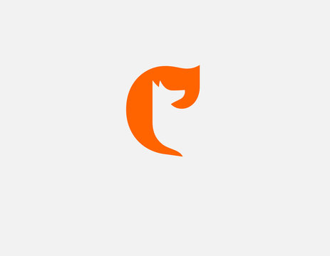 Creative abstract orange logo icon silhouette fox animal