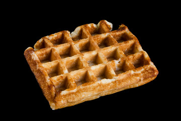 Belgium waffle isolated on black background