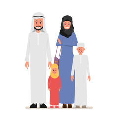 Arab family people character. People in national clothing hijab.