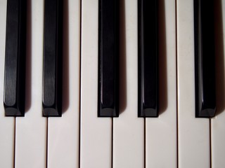 Naklejka premium Close up of pianoforte keyboard