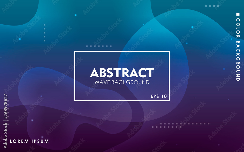 Poster dynamic wave background. modern blue gradient color wavy abstract shape composition. colorful fluid 