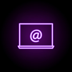laptop email neon icon. Elements of business set. Simple icon for websites, web design, mobile app, info graphics