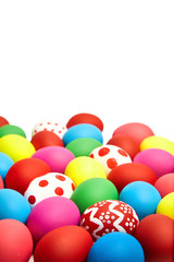 Fototapeta na wymiar Colorful Easter eggs on white background. Christian holiday tradition