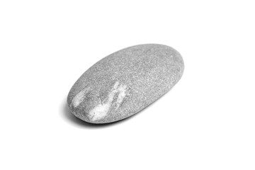 Pebble. Smooth gray sea stone isolated on white background