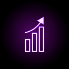 data up arrow neon icon. Elements of business set. Simple icon for websites, web design, mobile app, info graphics