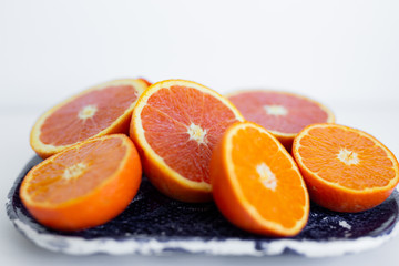 Cut Oranges on White Background