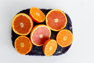 Cut Oranges on White Background