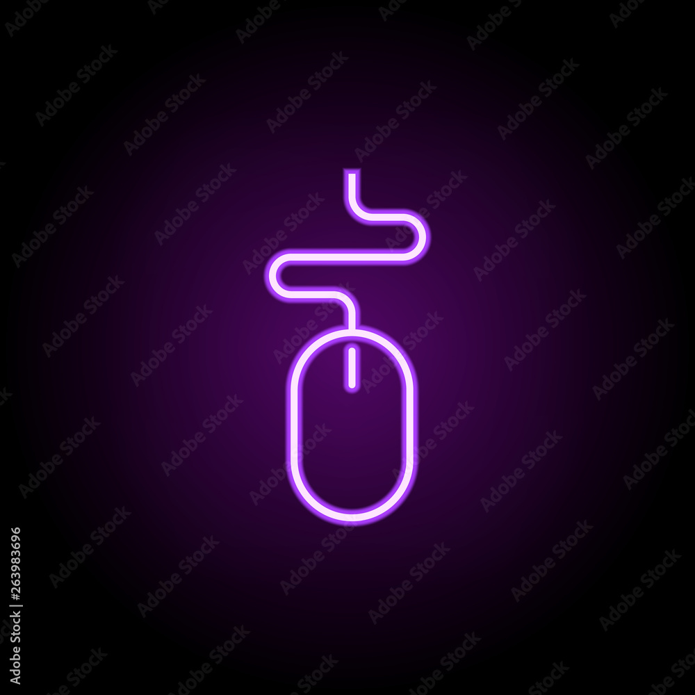 Poster pc mouse neon icon. elements of business set. simple icon for websites, web design, mobile app, info