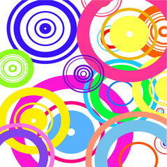 Multicolored rings on white background   