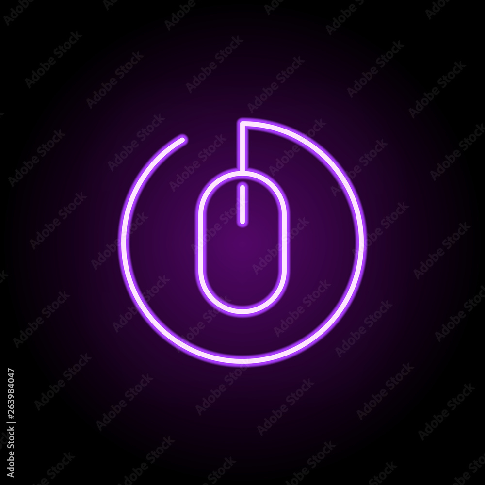 Poster pc mouse neon icon. elements of business set. simple icon for websites, web design, mobile app, info