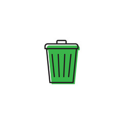 Trash Can vector Icon on Flat Color design isolated on white