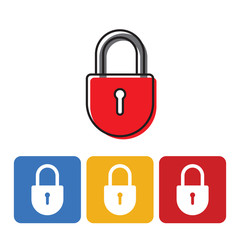 set of red security Lock Icon Flat Graphic Design isolated on white