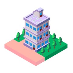 Apartment Purple House Isometric icon