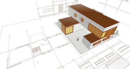 Fototapeta na wymiar house building 3d illustration