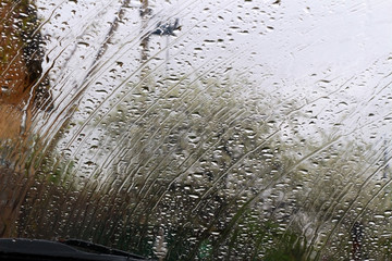 Rain drops on the glass