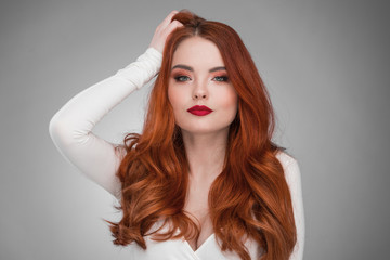 Woman with long ginger hair