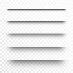 Obraz premium Set of transparent shadows, page dividers. Realistic paper shadow effect isolated on transparent background. Vector
