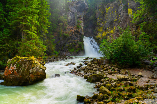 Italy, Trentino , Alto Adige, Aurina Valley, Campo Tures, Riva waterfalls in Summer