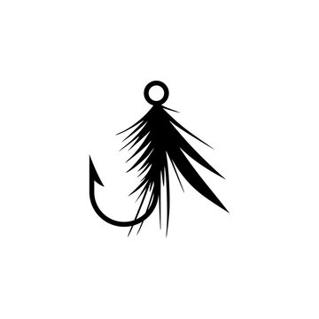 Graphic fly fishing icon or logo