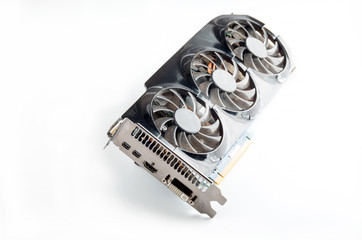 Computer video card hardware on white background