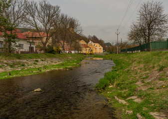 Brumov town and castle in east Moravia in spring cloudy day