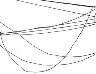 Black string isolated on white background texture, clipping path