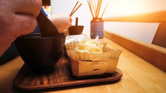 European couple enjoying food in Tibetan restaurant. Time lapse, 4k
