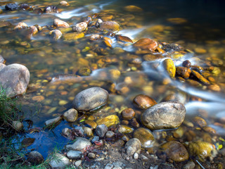 Multiple exposure of the cold stream of a ravine in the mountains near the colonial town of Villa de Leyva, in the central region of the Colombian Andes.