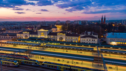 Train station and cityscape of Tarnow,Poland.