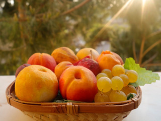 mixed fruit plate in a basket