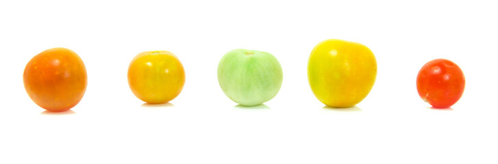 colorful tomato isolated on white background