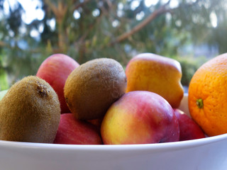 mixed fruit plate in a basket