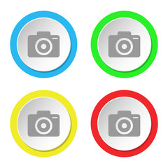 Camera icon. Set of round color flat icons.