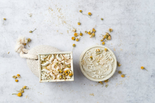 Home made chamomile soap, pumice stone