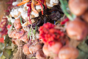 Photo of dried varieties of spices on bazaar for graphic and web design, for website or mobile app.