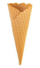 blank waffle ice cream cone isolated on white