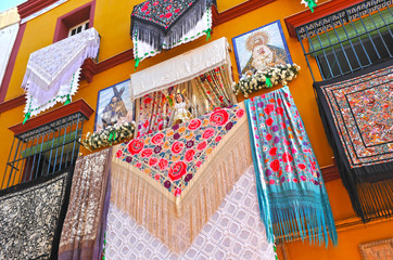 Decorated house for the Corpus Christi procession in the neighborhood of Triana (Corpus Chico). Seville, Spain