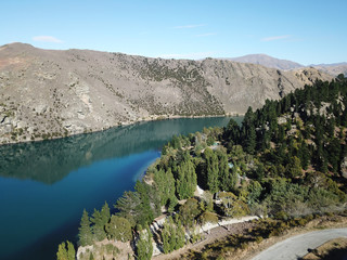 Lake Dunstan aerial view near Alexandra, Otago, New Zealand