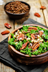 Kale pecan white beans lentils salad