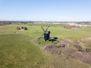 Fototapeta na wymiar Aerial View of Historic Danish Windmill