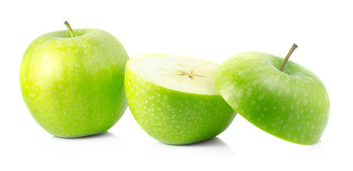 green apple slice isolated on white background