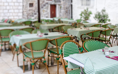 Tables in the restaurant in the open air.