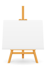 wooden easel for painting and drawing with a blank sheet of paper template for design vector illustration