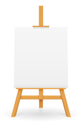 wooden easel for painting and drawing with a blank sheet of paper template for design vector illustration