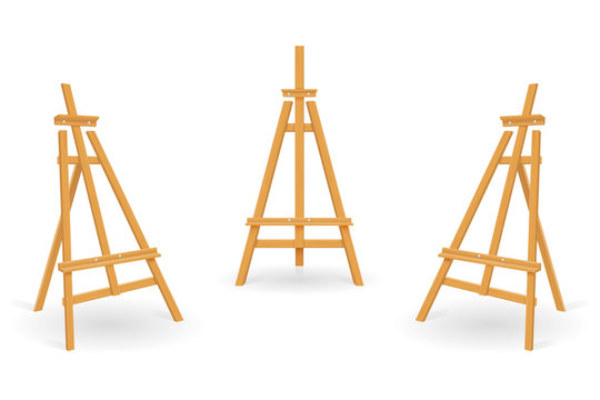 wooden easel for painting and drawing vector illustration