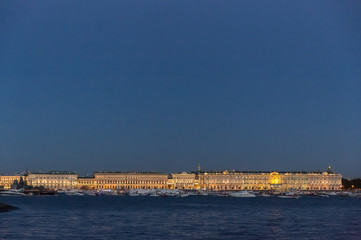 Fototapeta premium parade of ships on the Neva